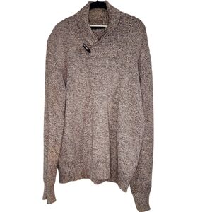 SEAN JOHN Mens Brown Twist Shawl Collar Pullover Sweater, Size L